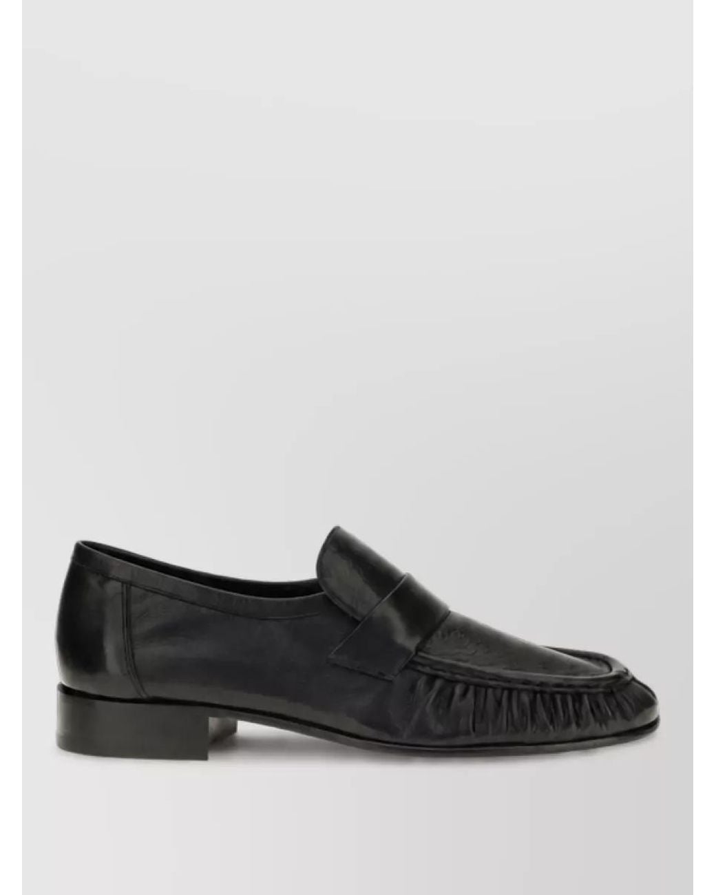 The Row Black Leather Slip-On Loafers