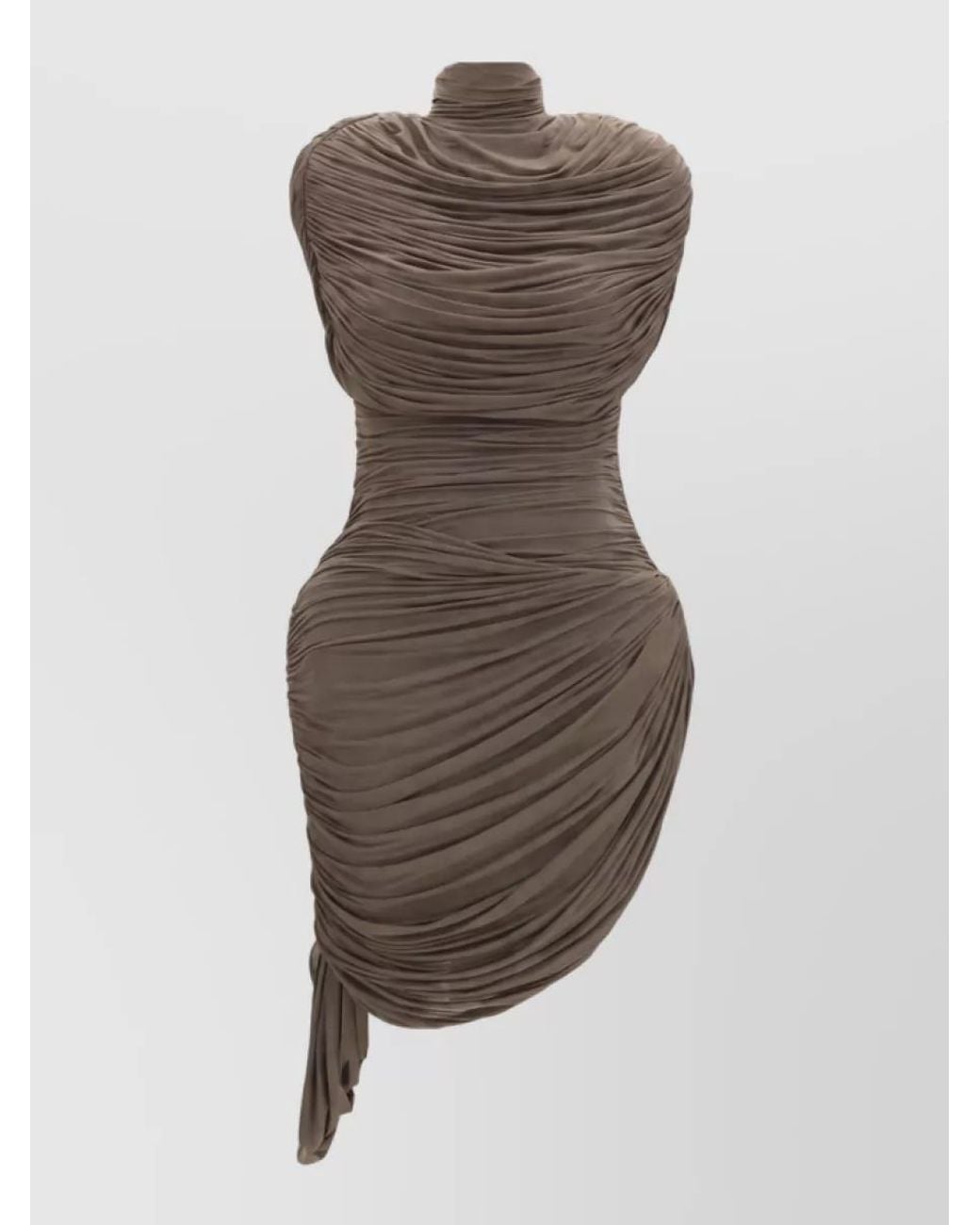 Magda Butrym Brown Draped High-Neck Mini Dress