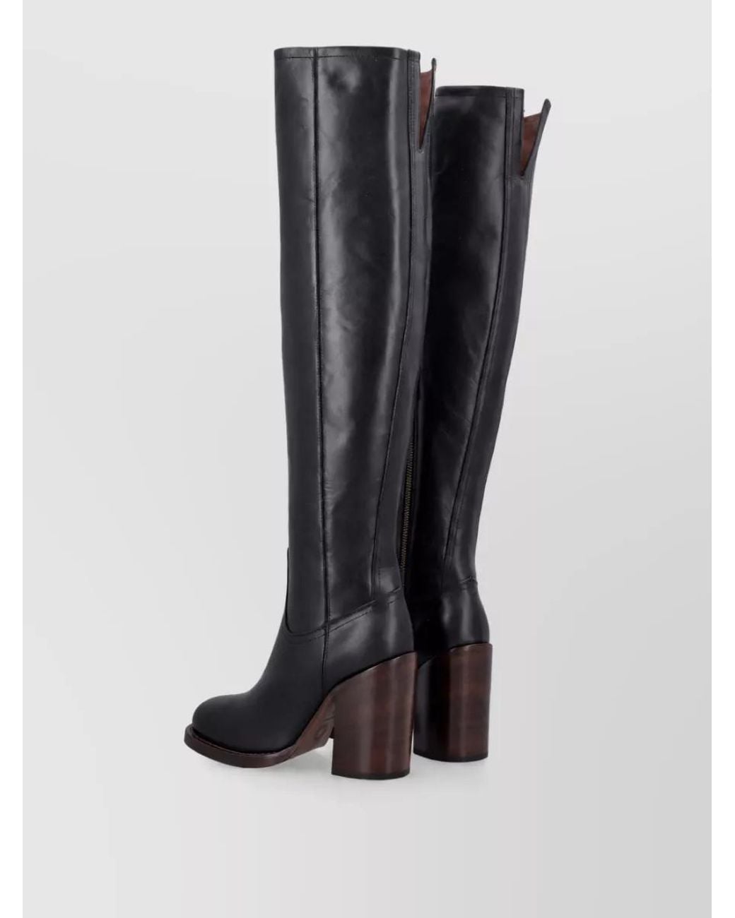 Dries Van Noten Black Leather High Boots