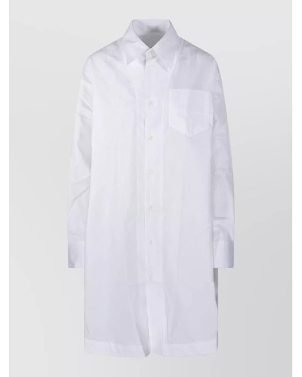 AMI White Cotton Wide Shirt Dress