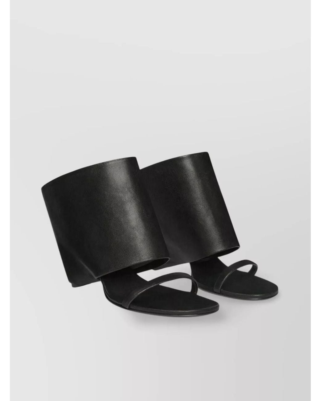 Courreges Black Leather Wedge Sandals