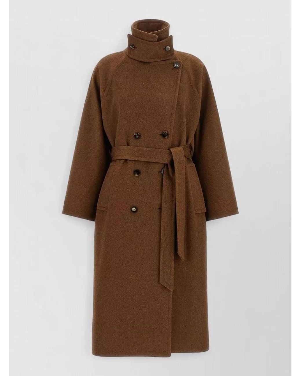 Alberto Biani Brown Wool Double-Breasted Belted Coat