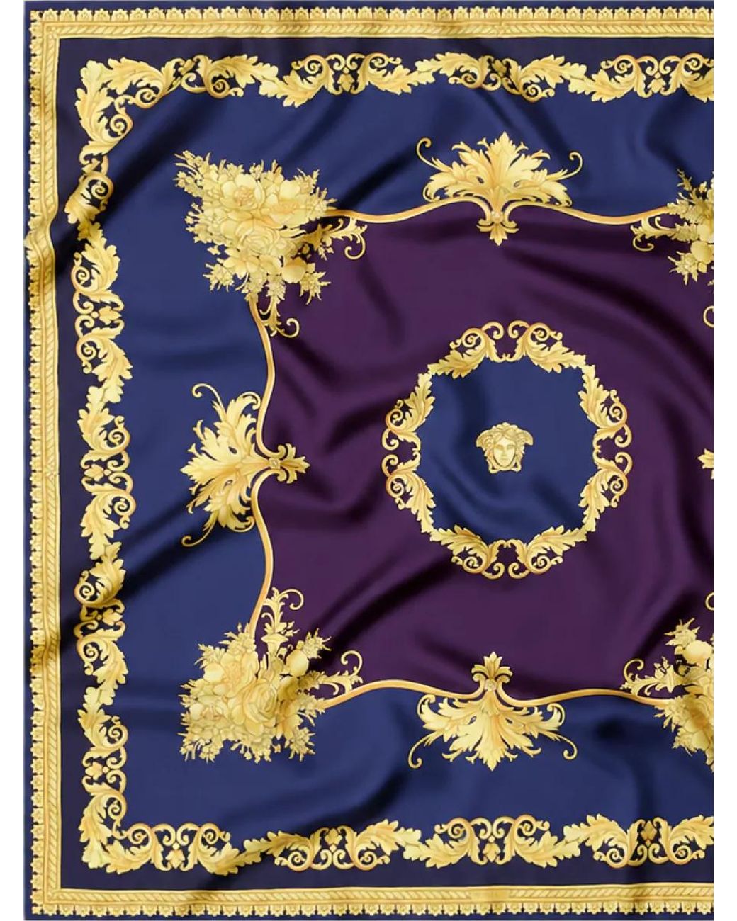 Versace Blue Silk Square Scarf