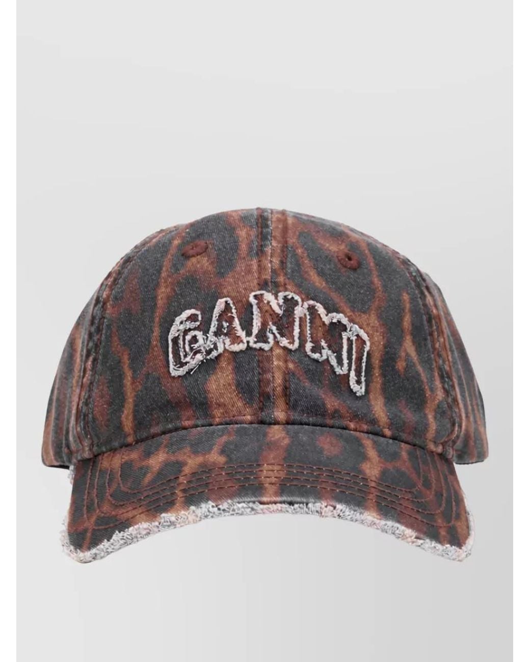 Ganni Gray Leopard-Print Cap