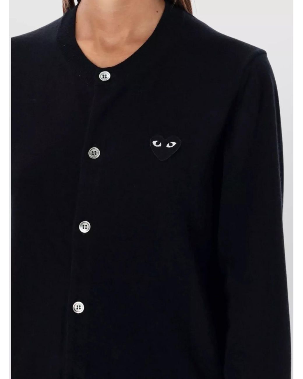 COMME DES GARÇONS PLAY Blue Ribbed Wool Crewneck Cardigan