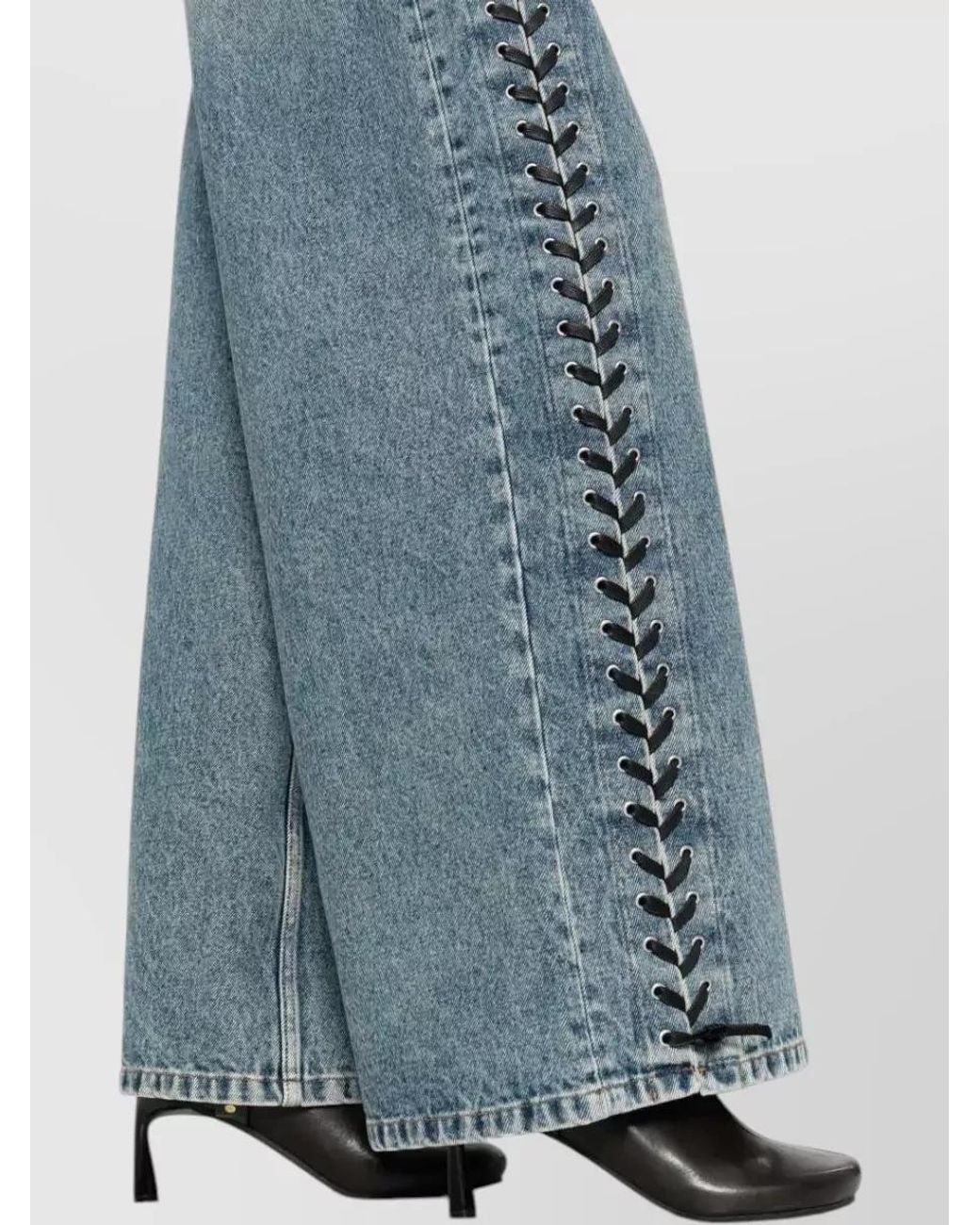 Stella McCartney Blue Denim Low-Rise Wide-Leg Lace-Up Jeans