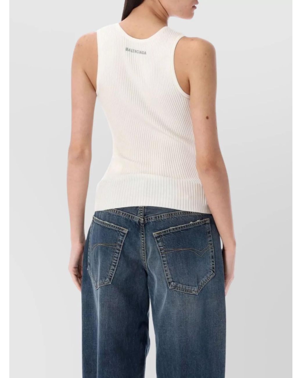Balenciaga Blue Stretch Wool Tank Top