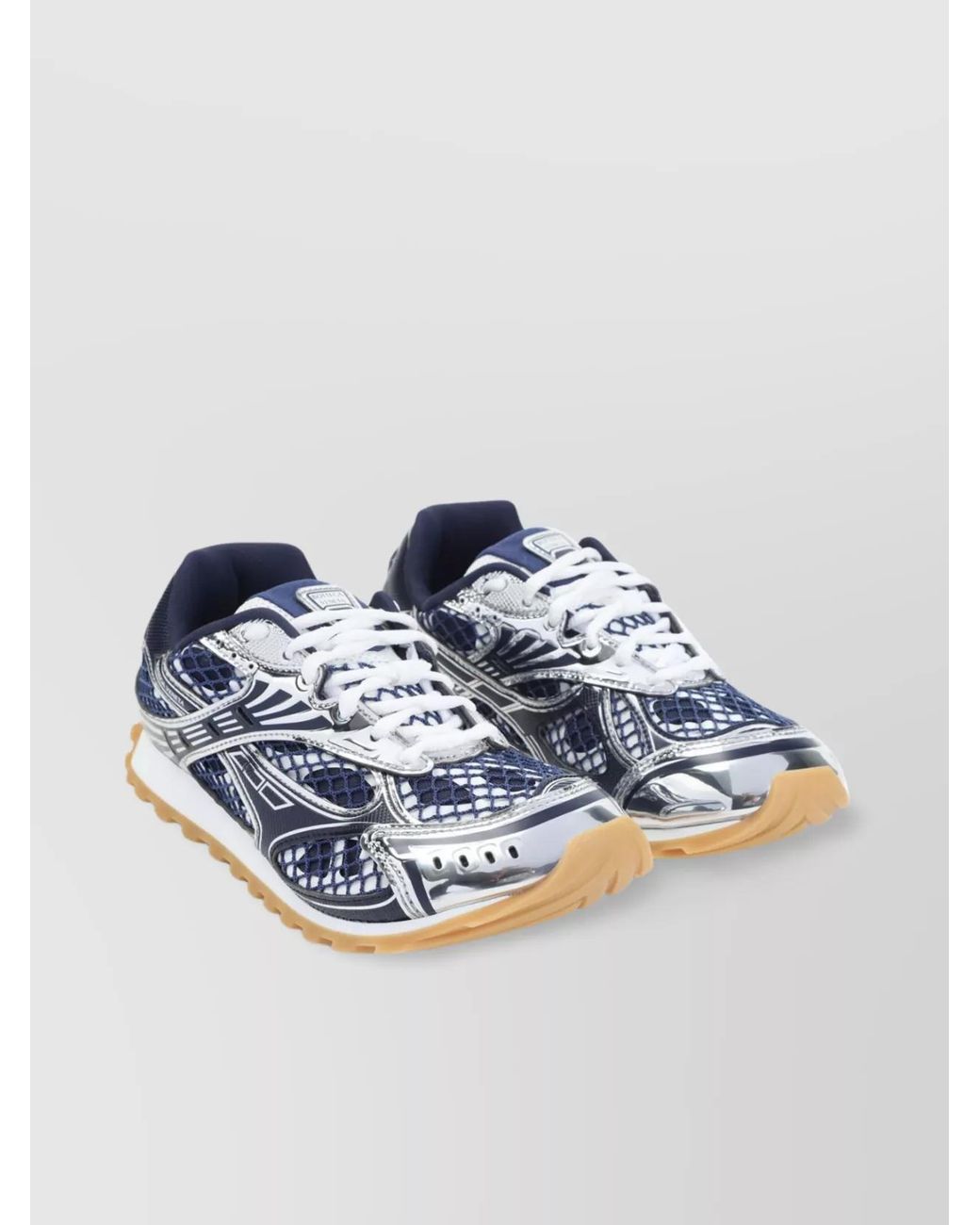 Bottega Veneta Blue Leather Orbit Low-Top Sneakers