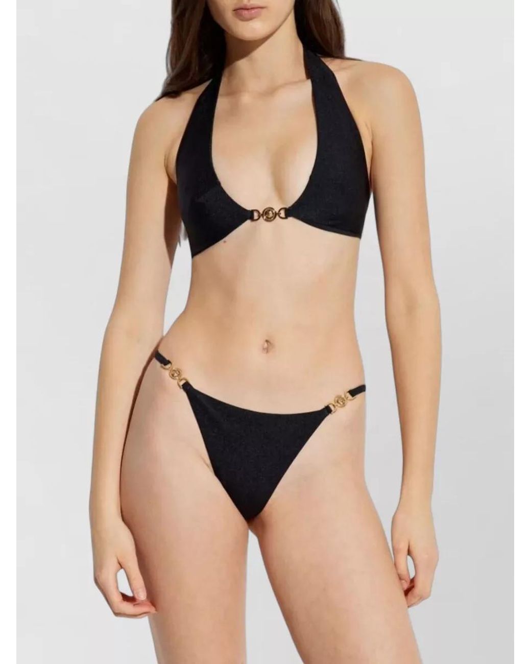 Versace Blue Halterneck Triangle Bikini Top