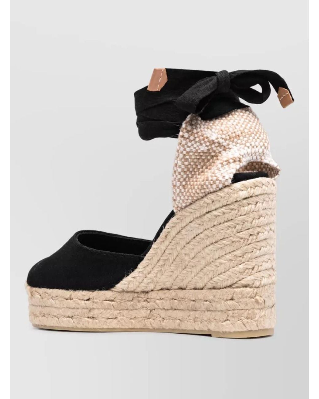 Castaner Black Cotton Wedge Espadrilles