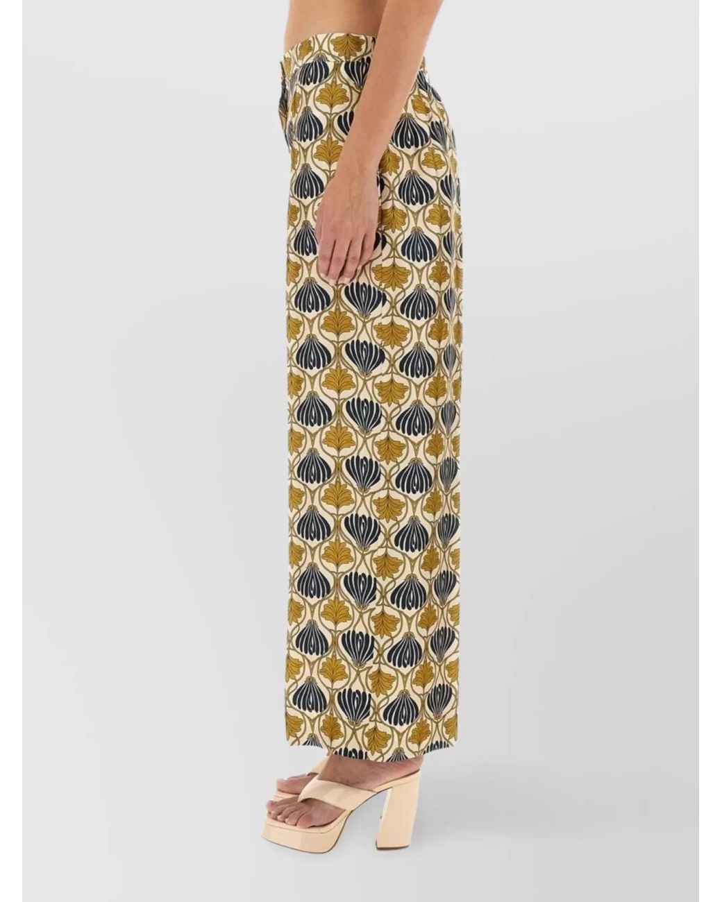 Max Mara Multicolor Silk Wide-Leg Trousers
