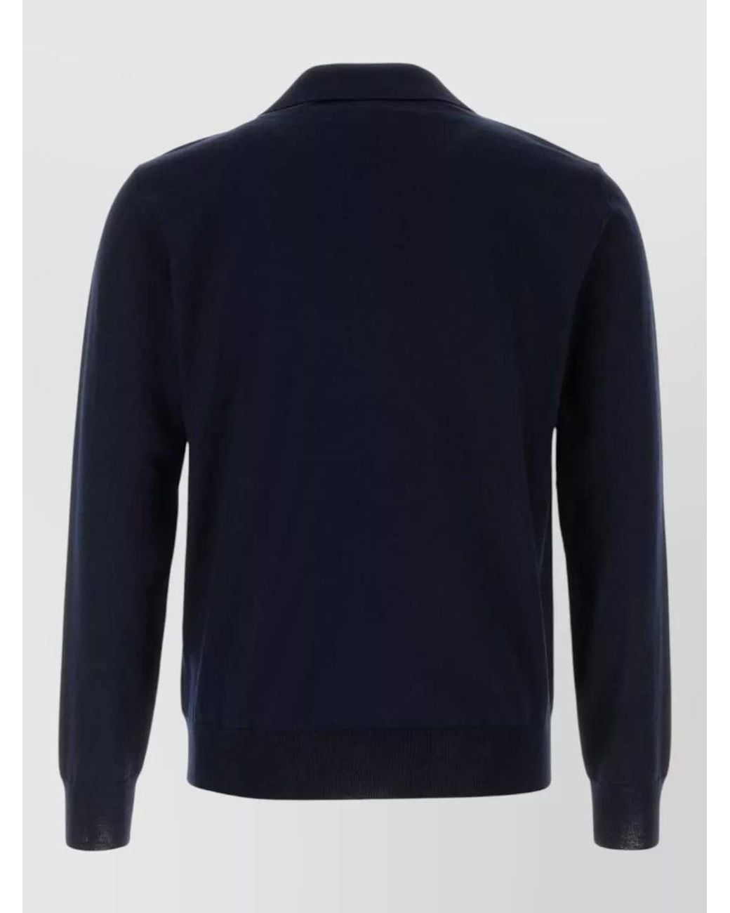 Valentino Garavani Blue Wool Long-Sleeve Polo Shirt for men