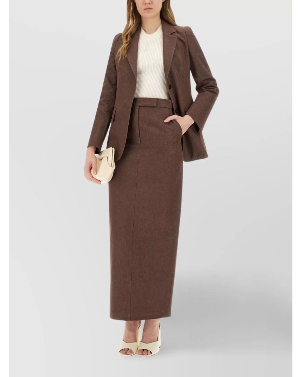 Max Mara Brown Cotton Long Pencil Skirt