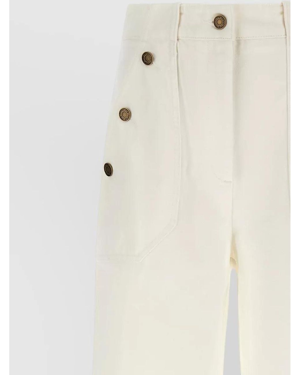 Max Mara White High-Rise Wide-Leg Cotton Trousers