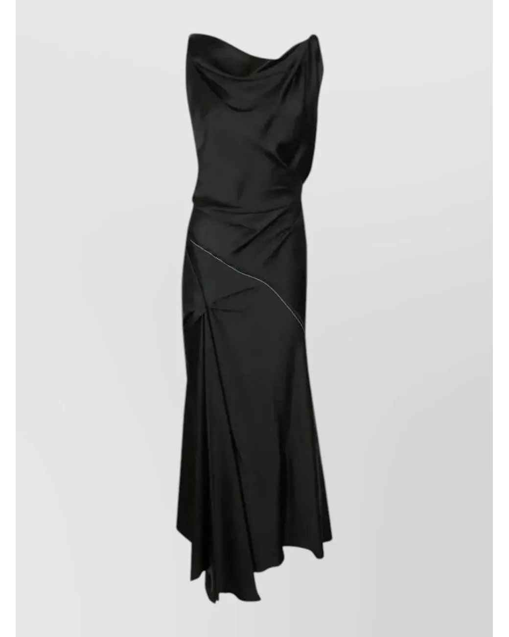 Victoria Beckham Black Ruffled V-Neck Short-Sleeve Midi Dress
