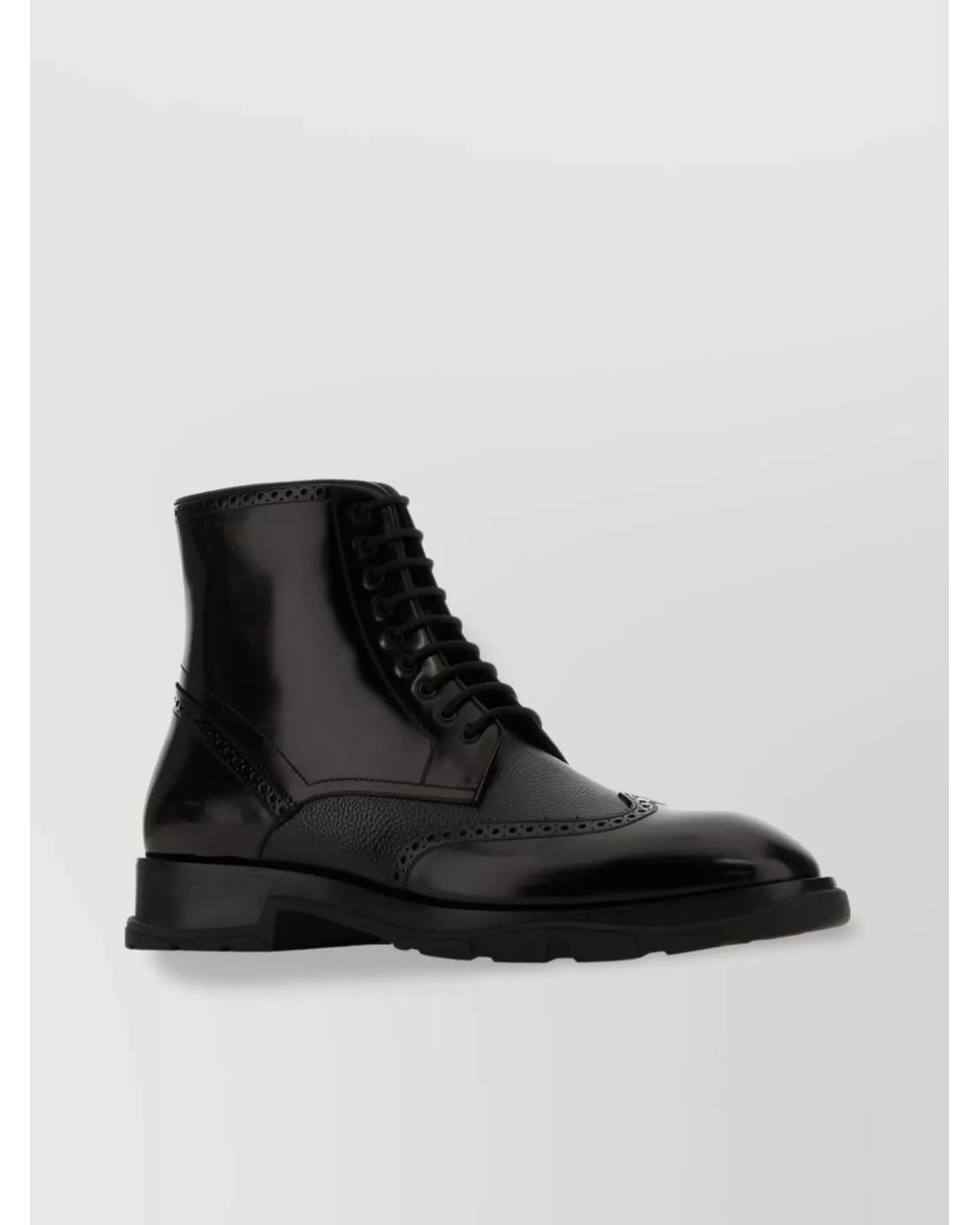 McQueen Black Leather Lace-Up Ankle Boots for men
