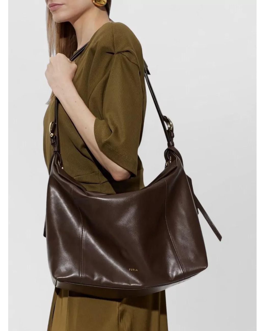 Furla Brown Ginevra Leather Shoulder Bag
