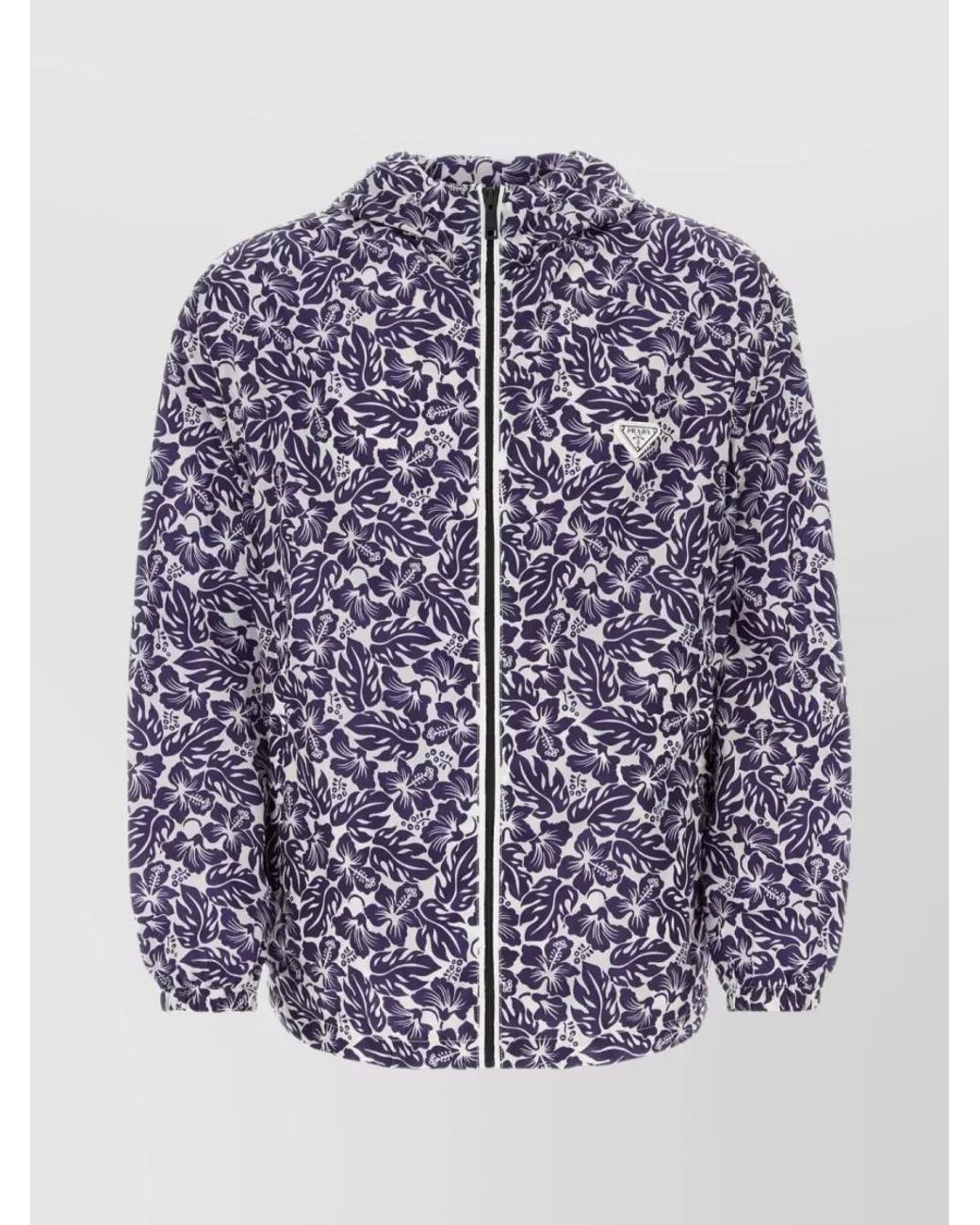 Prada Purple Floral Hooded Nylon Windbreaker for men