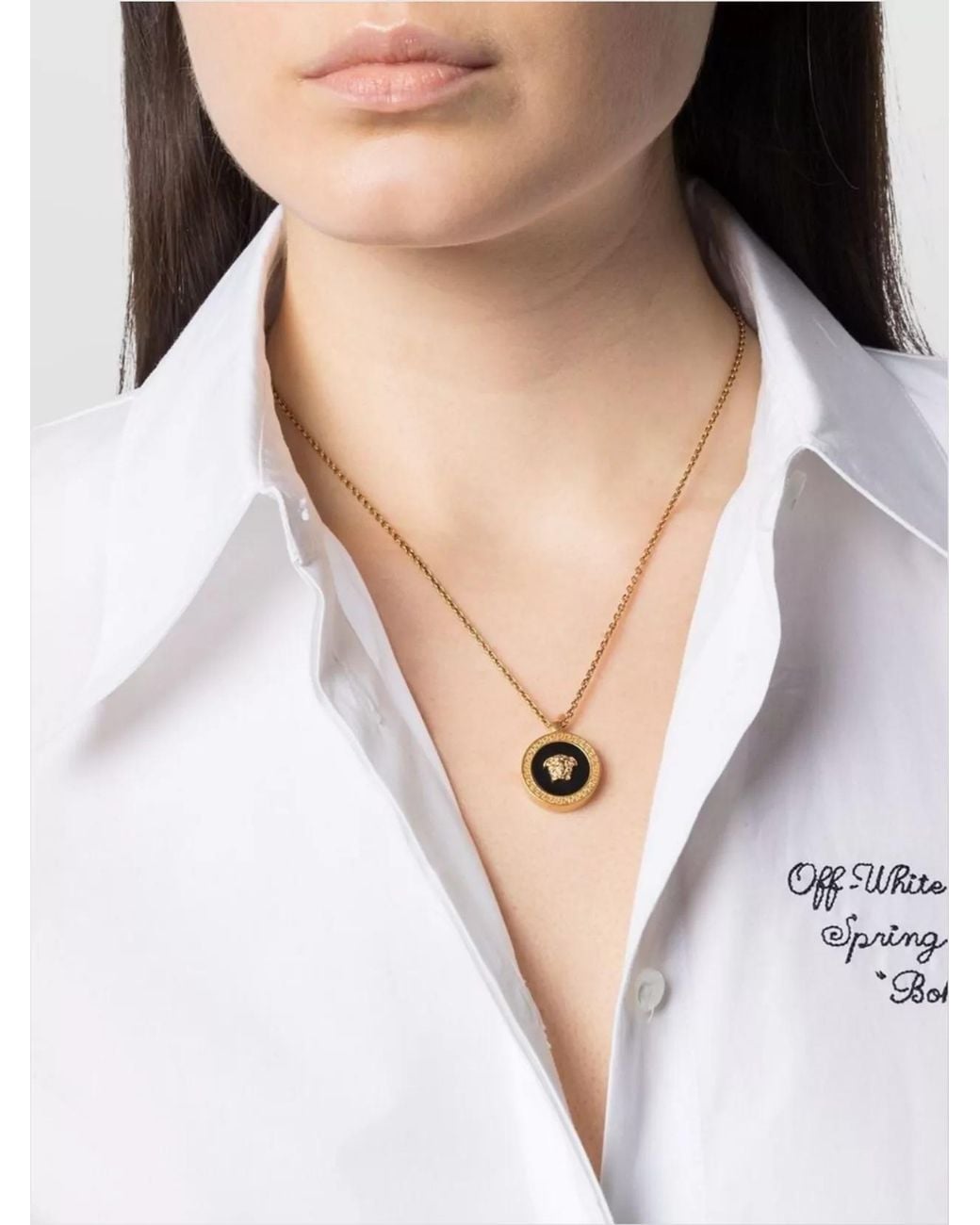 Versace White Medusa Pendant Necklace