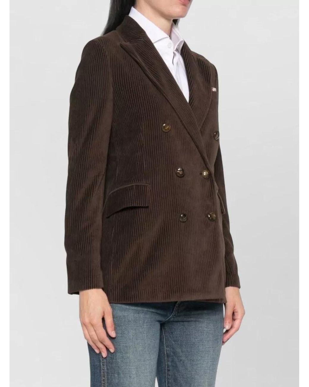 Circolo 1901 Brown Corduroy Double-Breasted Suit Jacket