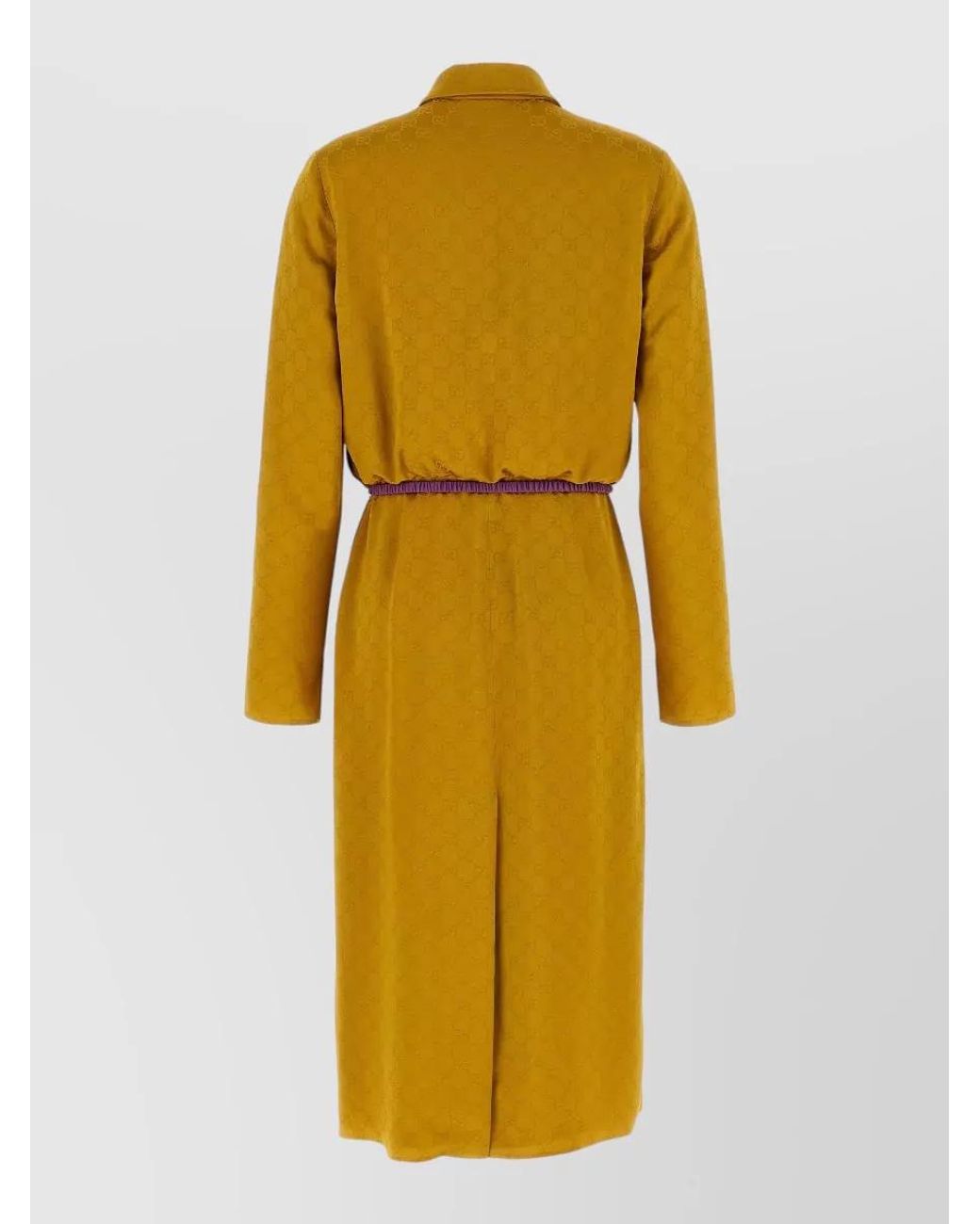 Gucci Yellow Jacquard Logo Midi Shirt Dress
