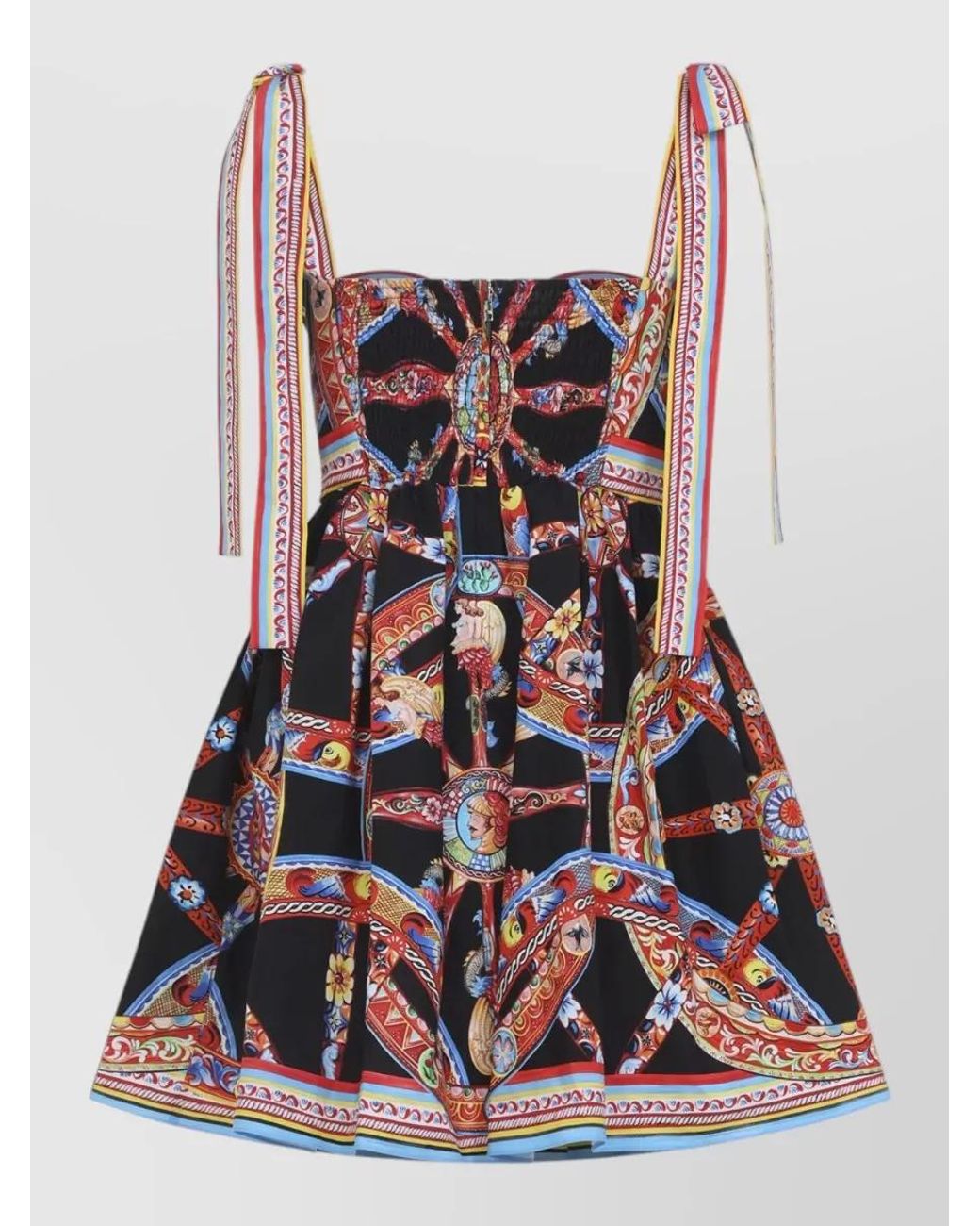 Dolce & Gabbana Red Cotton Floral Print Mini Dress