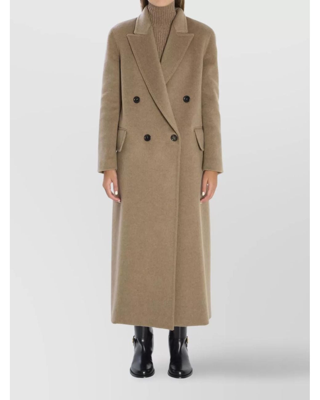 Max Mara Natural Cashmere Oversized Double Breasted Long Coat