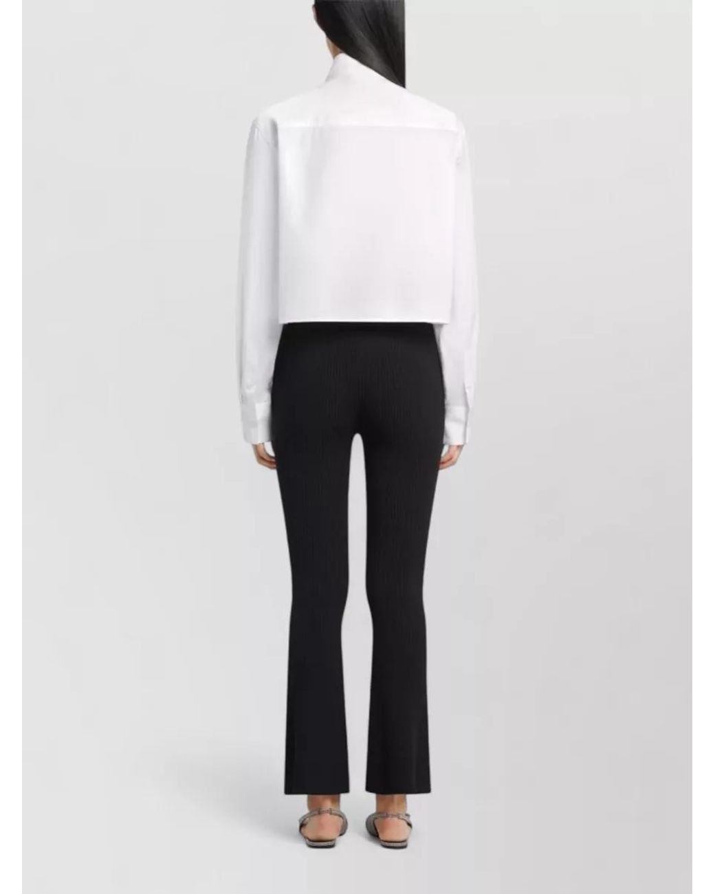 Courreges Black Ribbed Knit Flared Capri Trousers