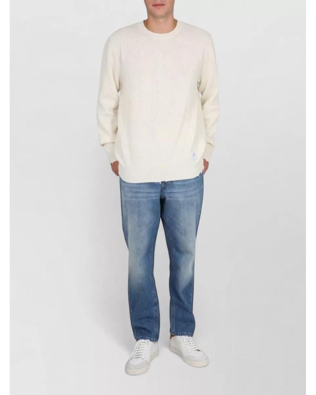 Department 5 Blue Ribbed Wool Cross-Neck Jumper for men