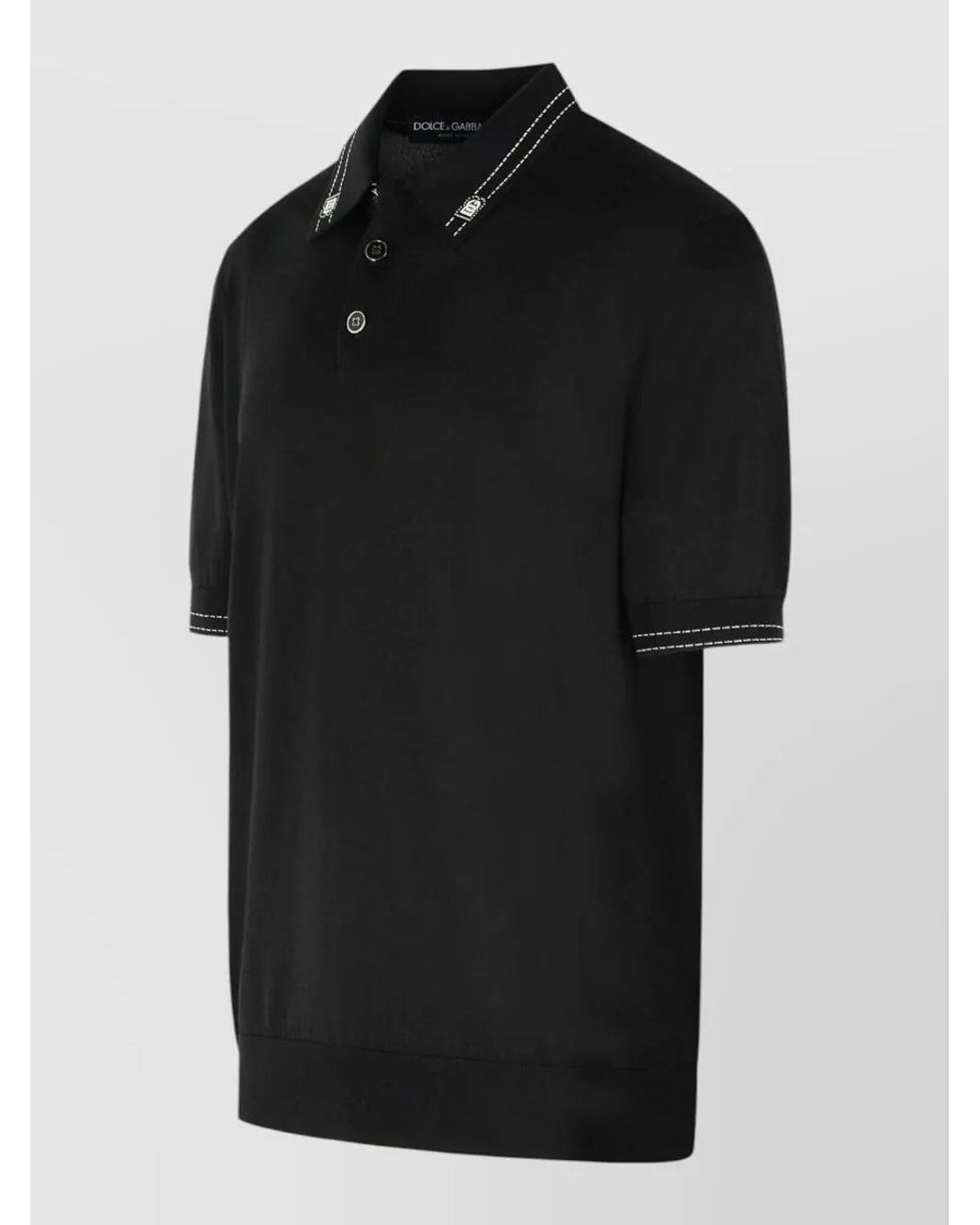 Dolce & Gabbana Black Silk Short-Sleeve Polo Shirt for men