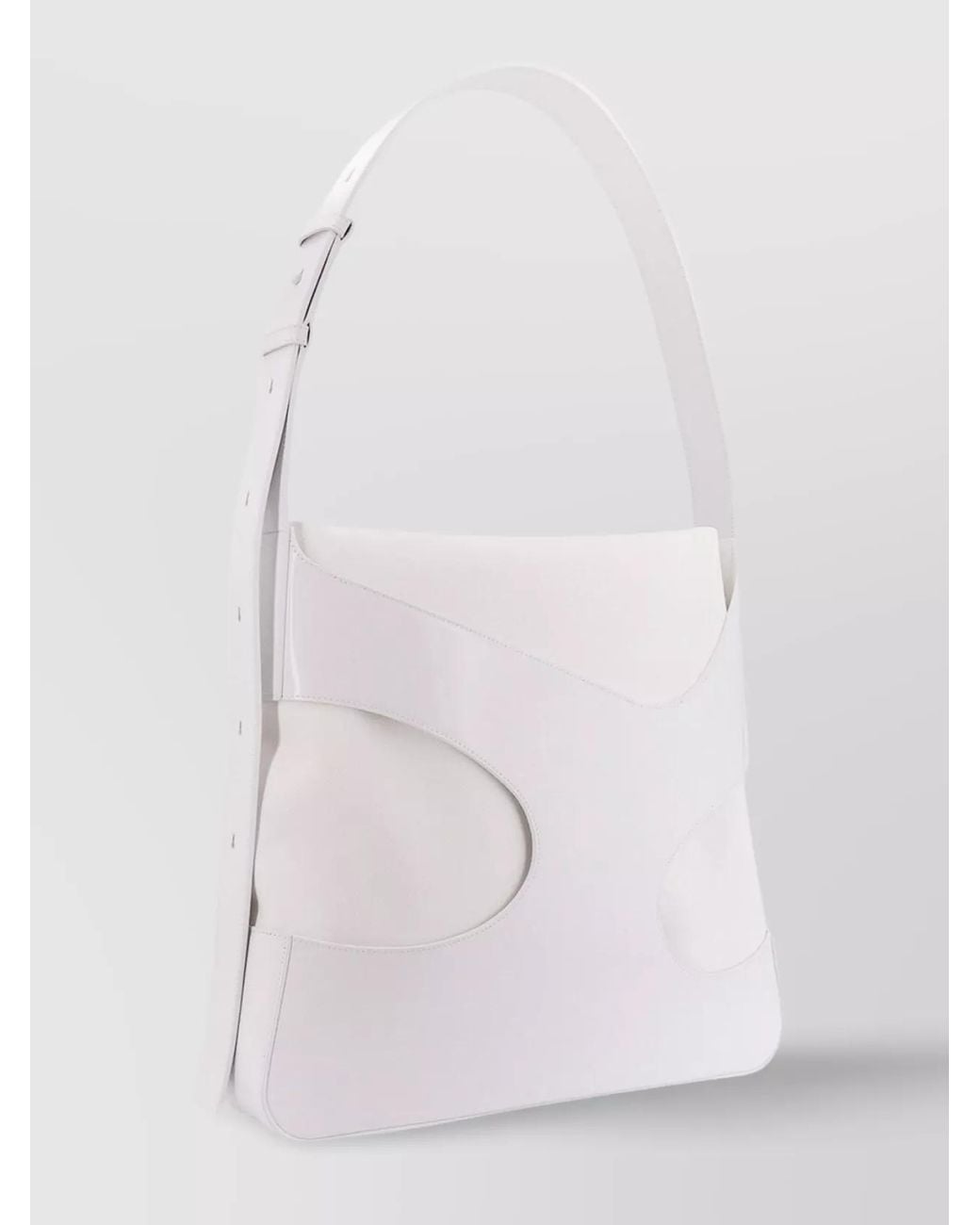 Ferragamo White Leather And Canvas Shoulder Bag With Cut-Out Design for men