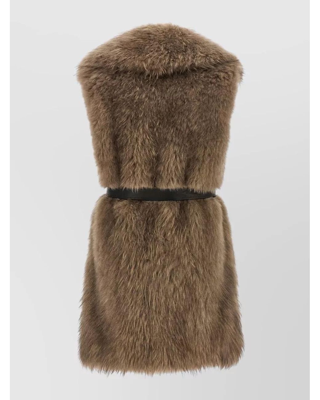 Blancha Brown Shearling Sleeveless Coat