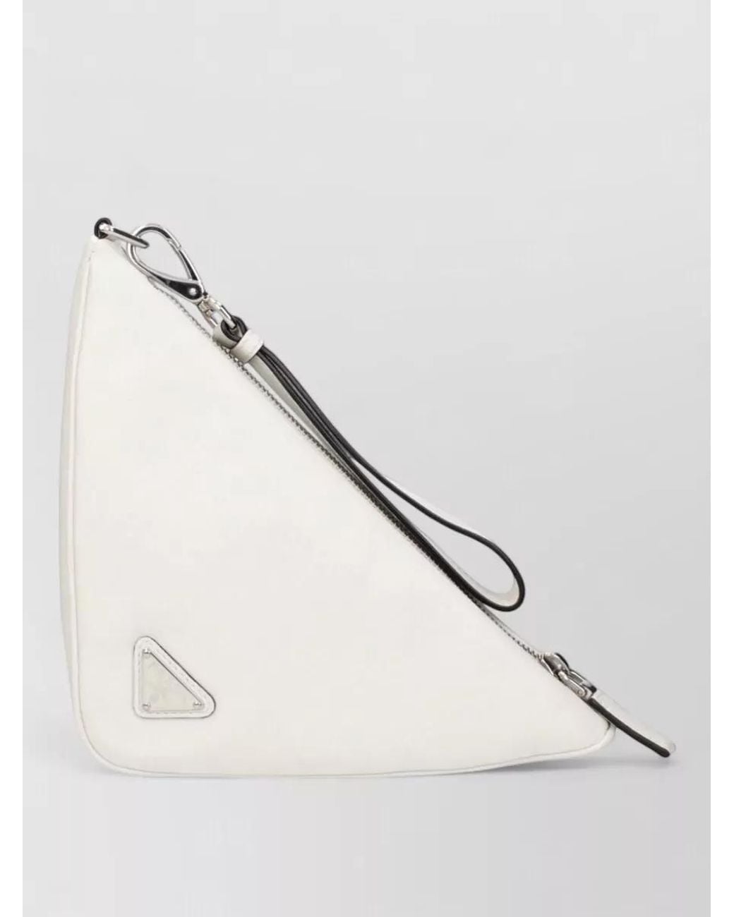 Prada Natural Triangle Leather Clutch Bag