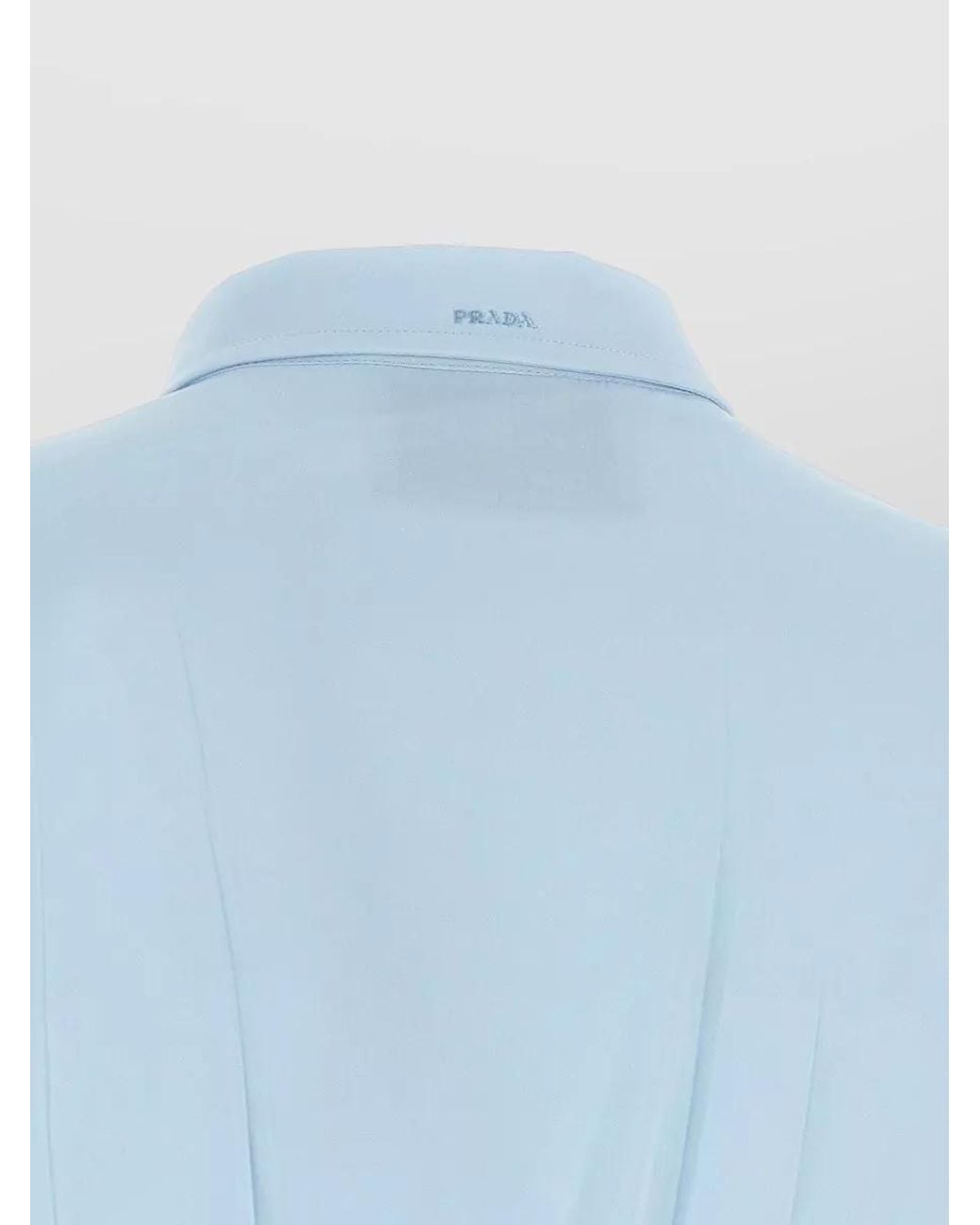 Prada Blue Cotton Poplin Belted Shirt Midi Dress