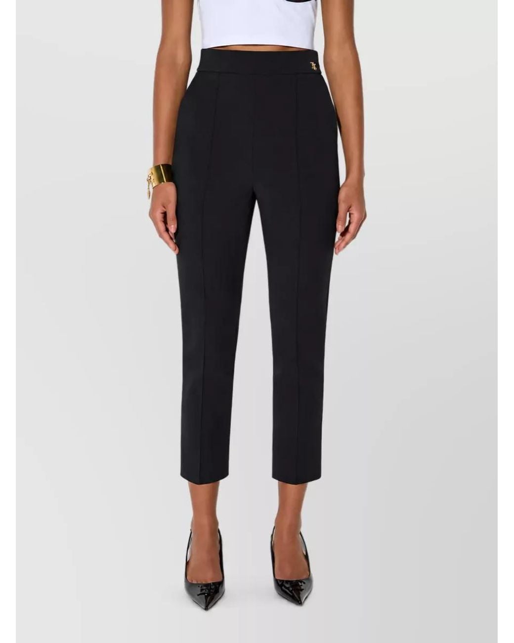 Elisabetta Franchi Blue Straight-Leg Suit Trousers
