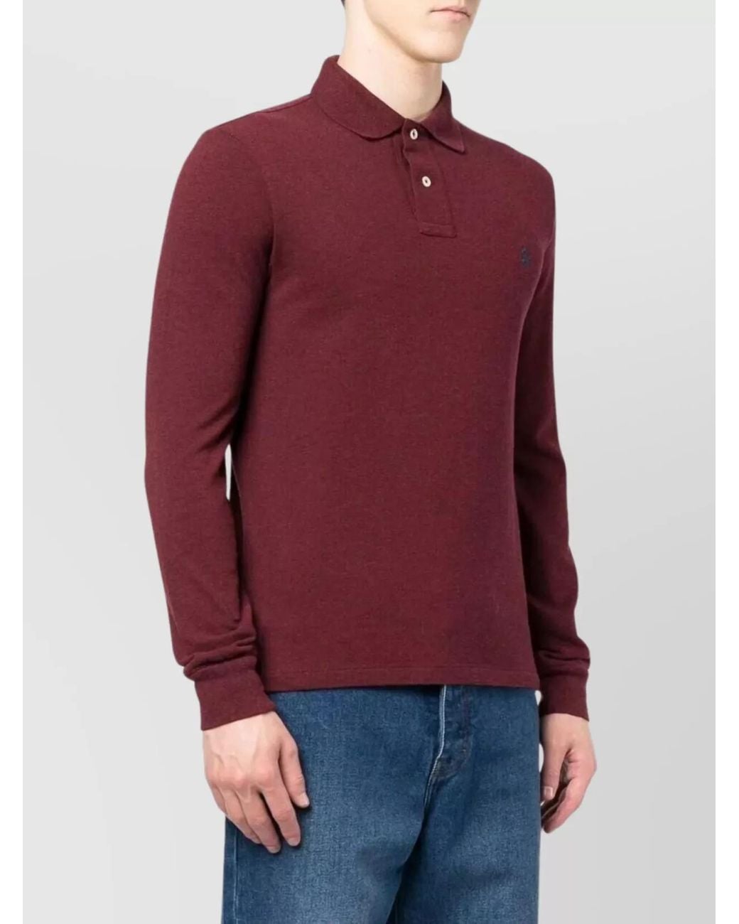Polo Ralph Lauren Red Long-Sleeve Knit Polo Shirt for men