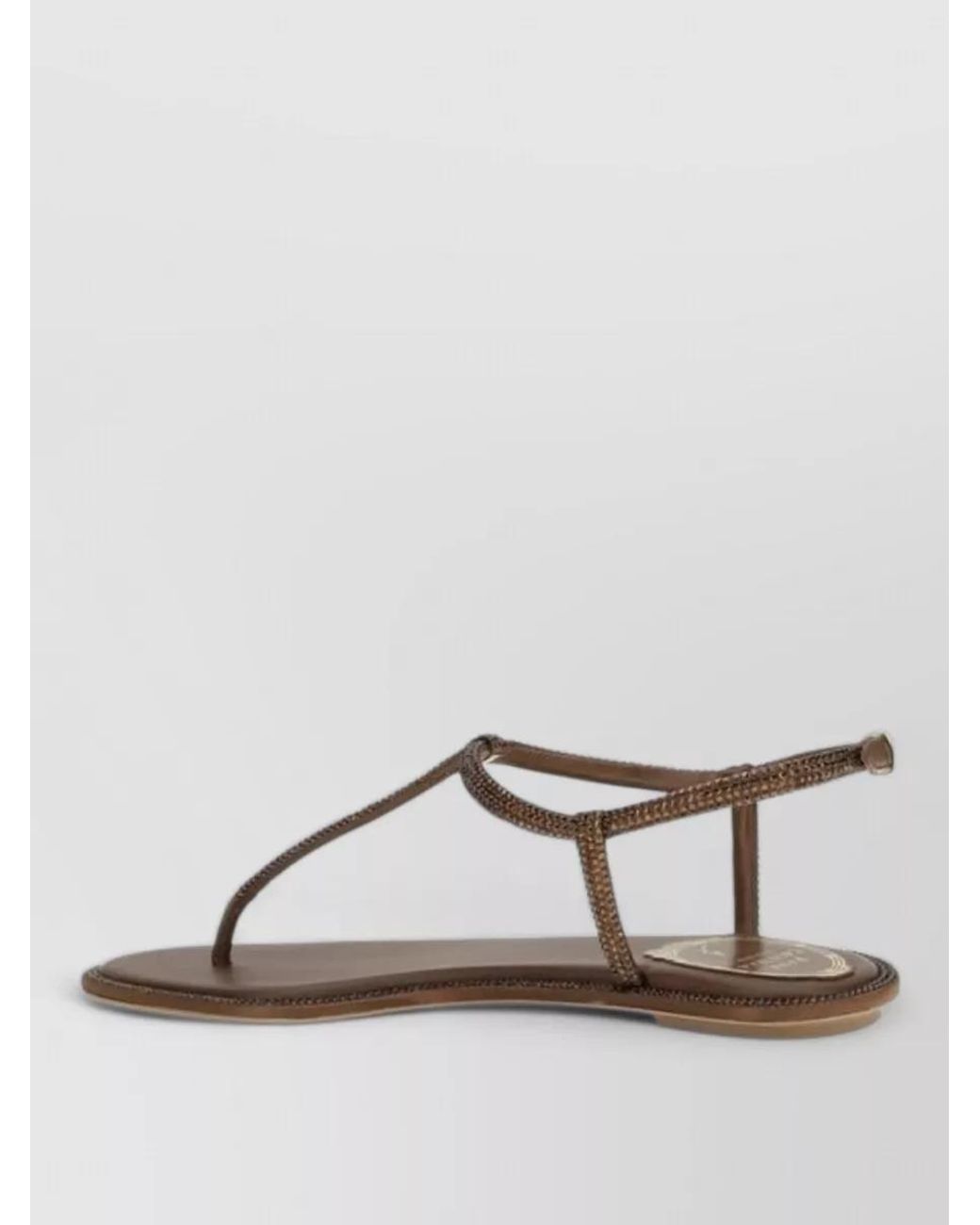 Rene Caovilla Brown Satin Flat Sandals