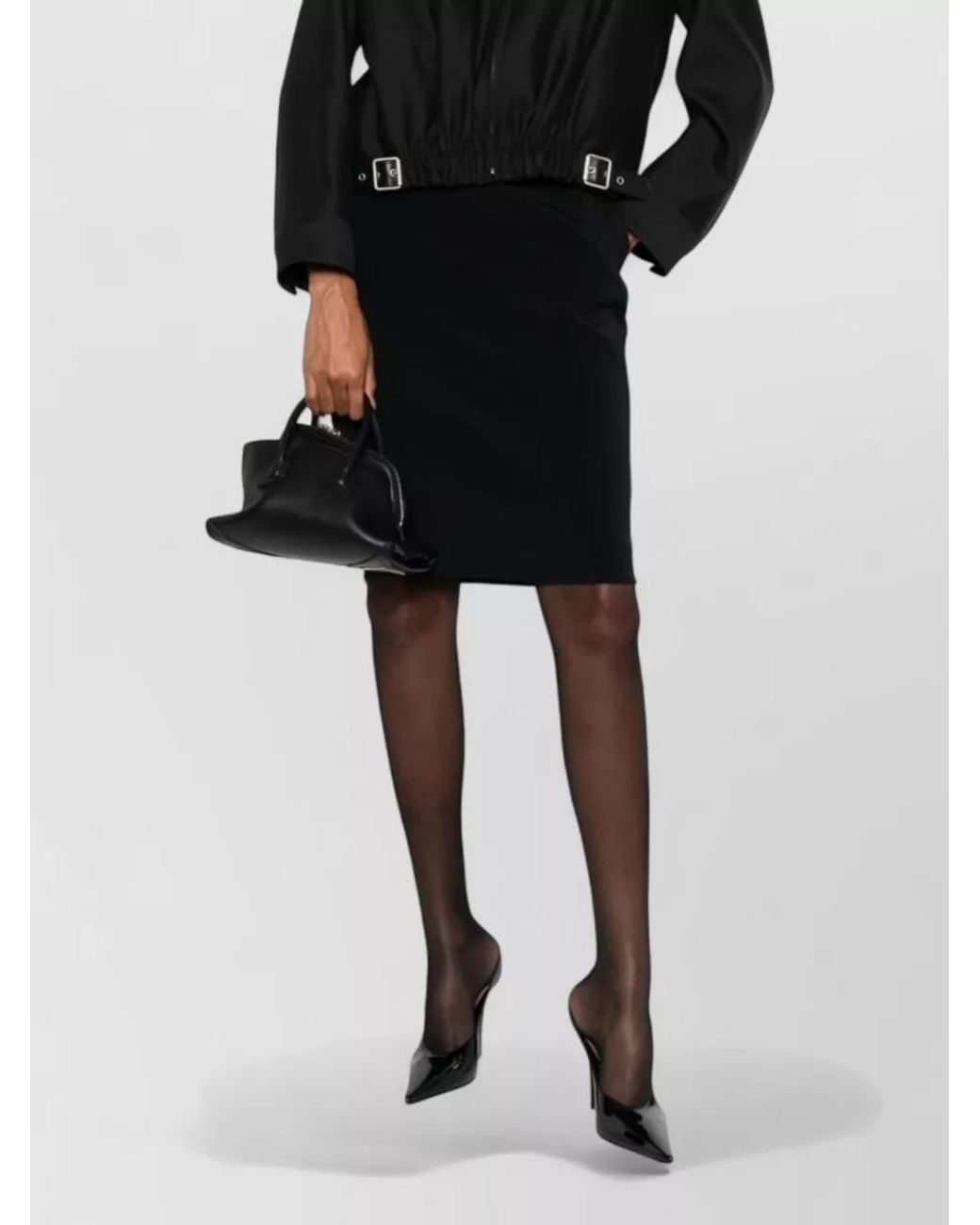 The Attico Black Mini Leather Top Handle Bag