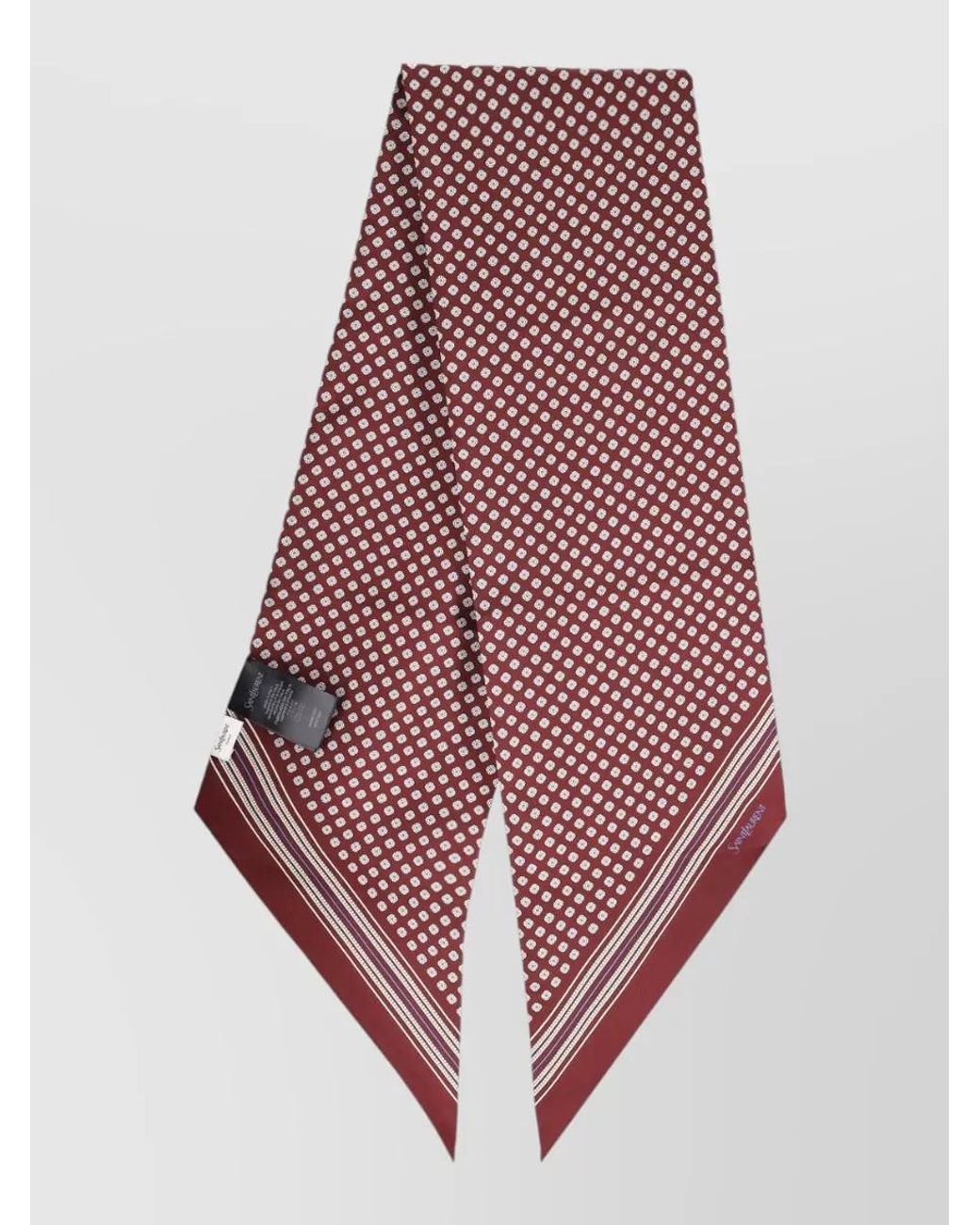 Saint Laurent Red Silk Printed Lavalliere Scarf for men