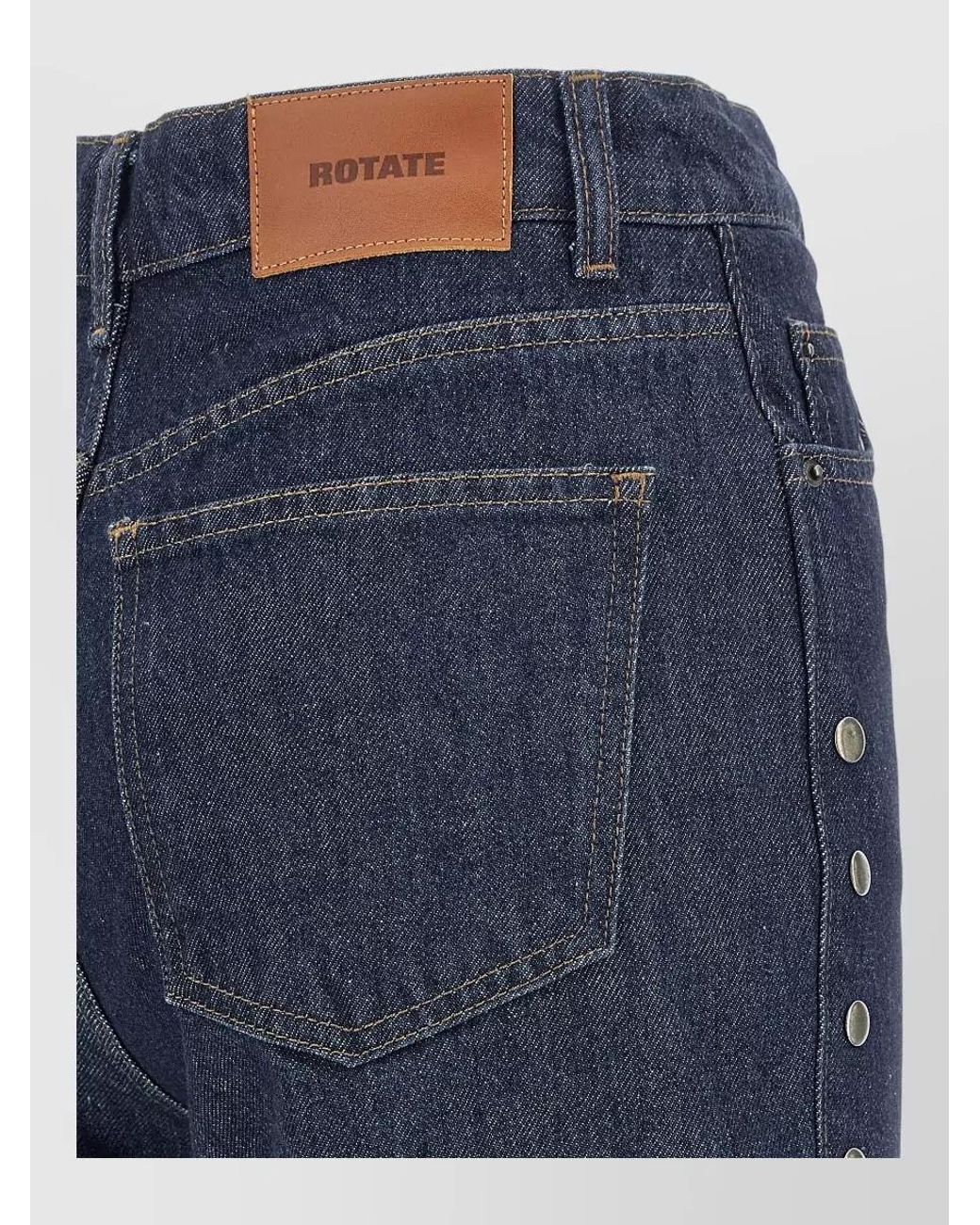 ROTATE BIRGER CHRISTENSEN Blue Denim High-Rise Straight-Leg Trousers