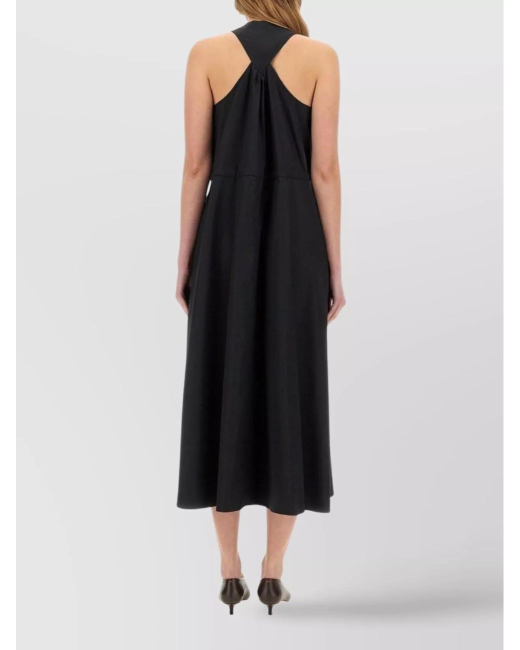 Aspesi Black Cotton Poplin Midi Dress