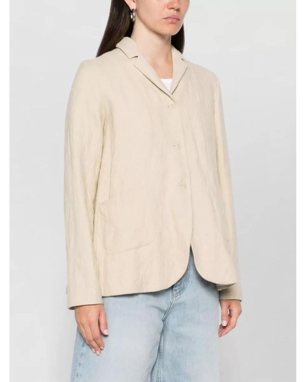 Apuntob Natural Twill Single-Breasted Coat