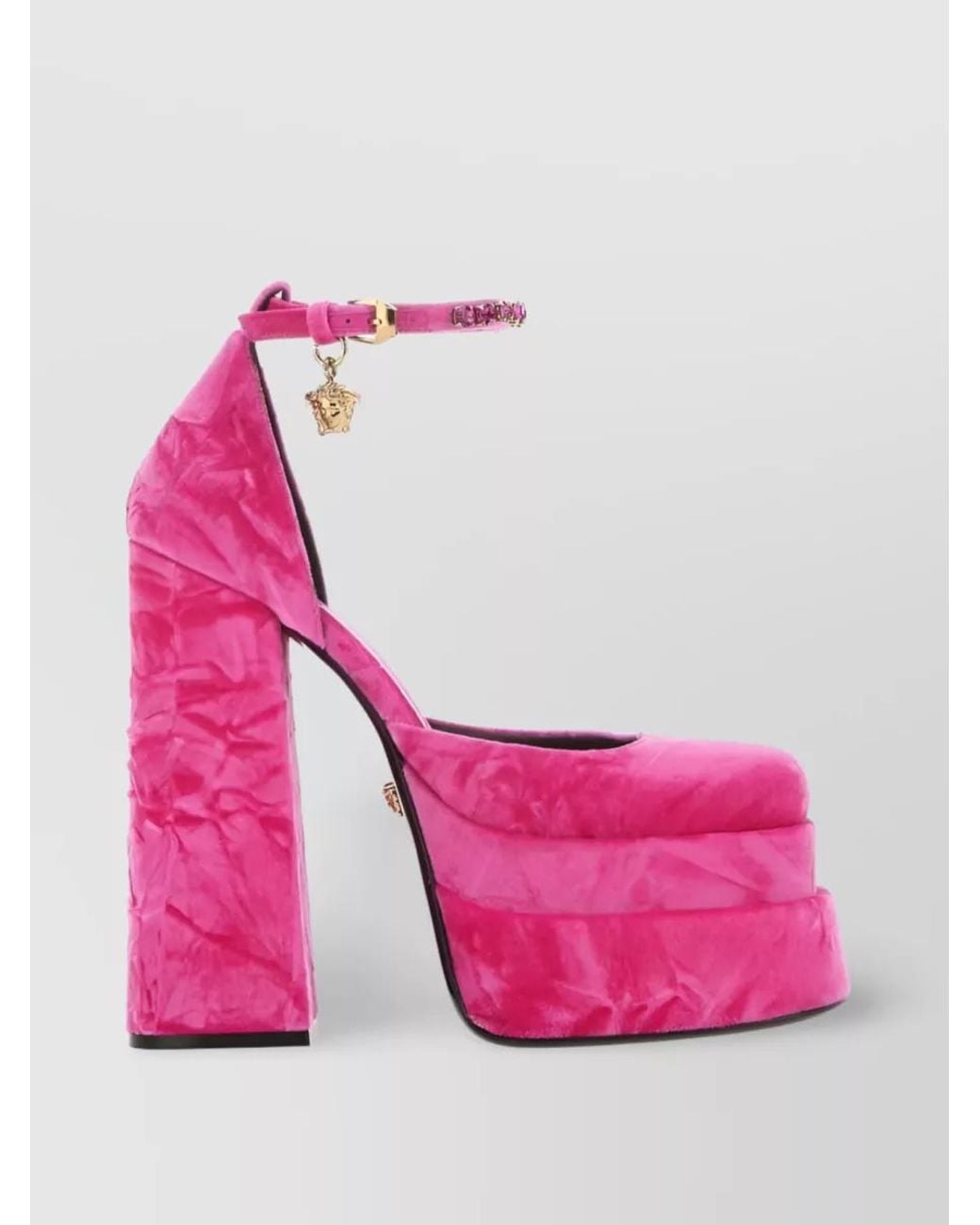 Versace Pink Velvet Platform Pumps