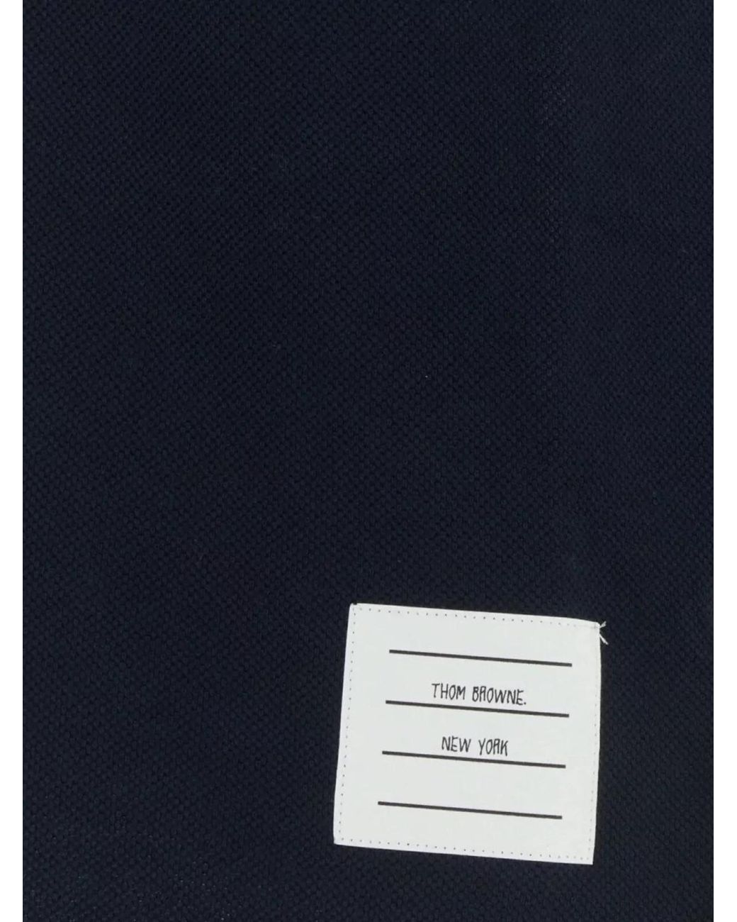 Thom Browne Blue Relaxed-Fit Short-Sleeve Piqué Polo Shirt