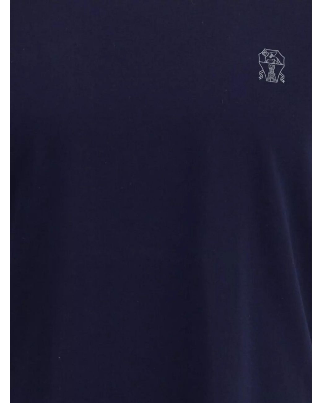 Brunello Cucinelli Blue Cotton Logo-Print Crew-Neck T-Shirt for men