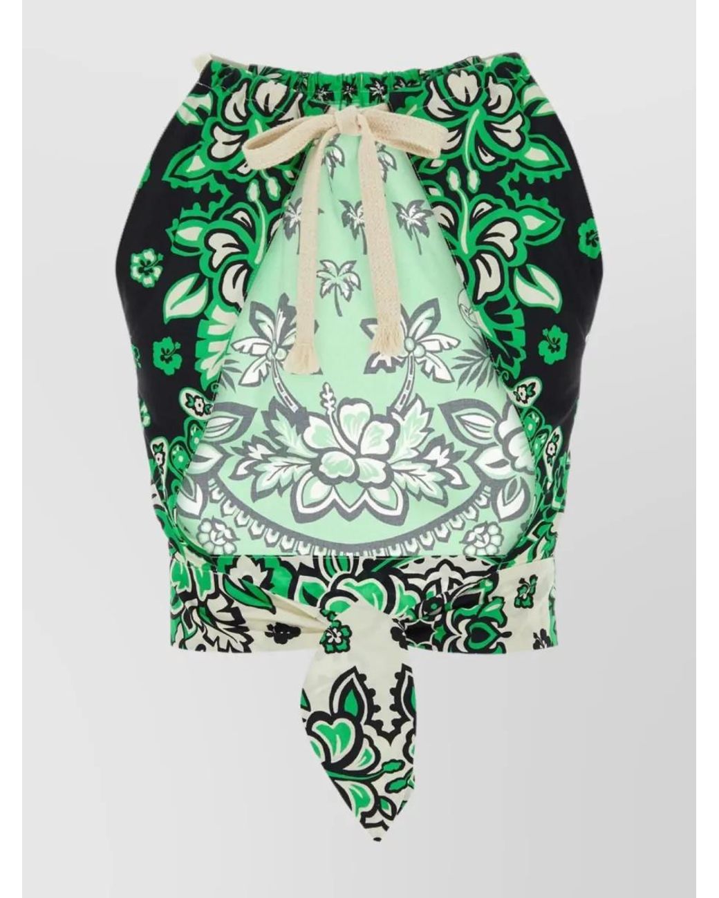 RED Valentino Green Cotton Bandana Top