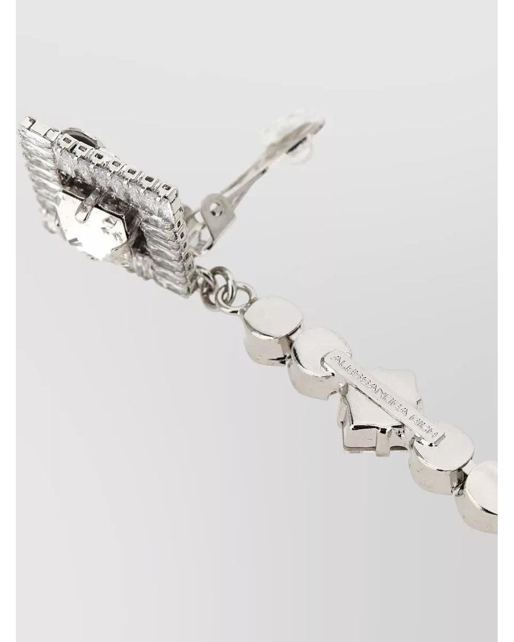 Alessandra Rich White Crystal Pearl Pendant Earrings