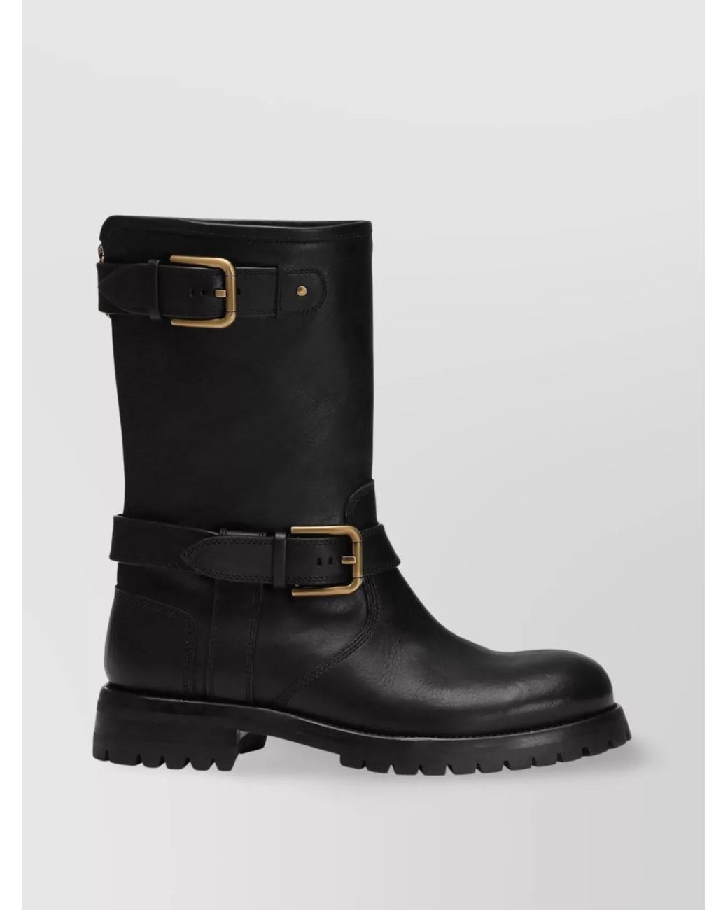 Dolce & Gabbana Black Calfskin Biker Boots