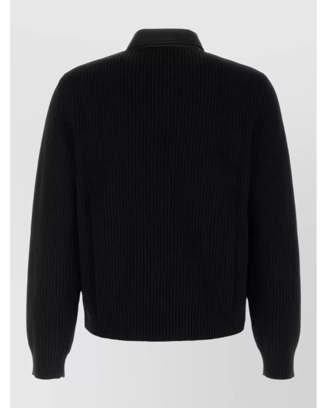 Prada Black Wool Ribbed Knit Padded Jacket for men