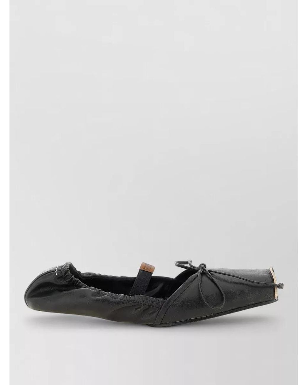 MM6 by Maison Margiela White Leather Square Toe Ballerina Flats